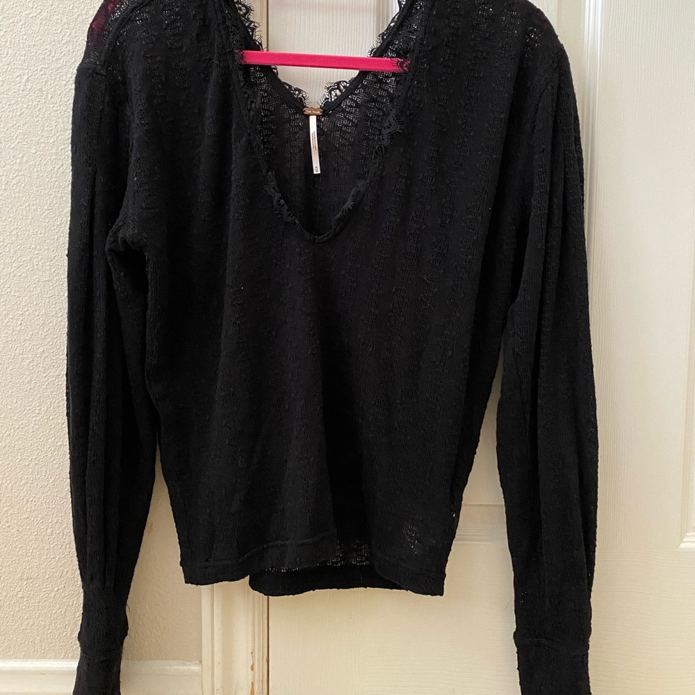 Black Free People V neck sweater